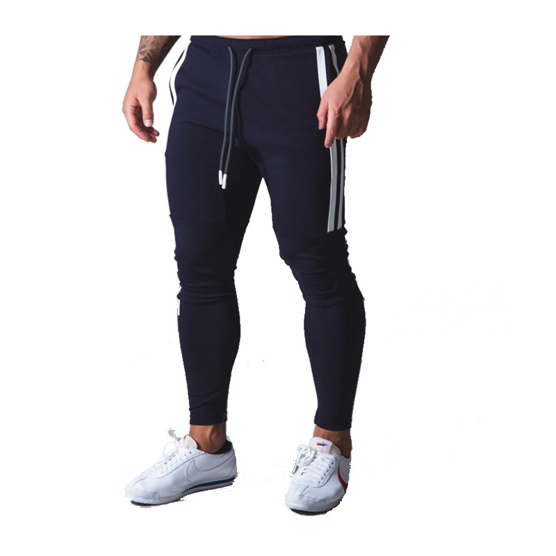

Mens Side stitching stripes Jogger Casual Pants cotton sport fitness Sportswear joggers sweatpants workout Men pantalon trousers, Black