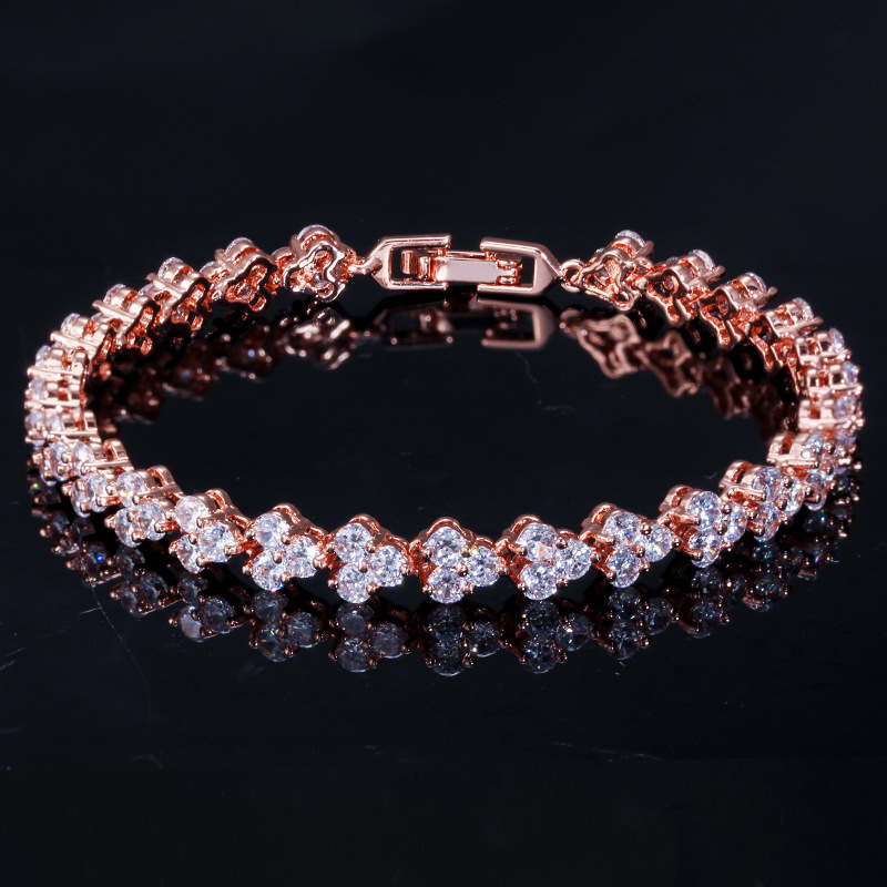 

18CM Fashion Jewery women chains high quality zircon women roman bracelet white gold and rose gold