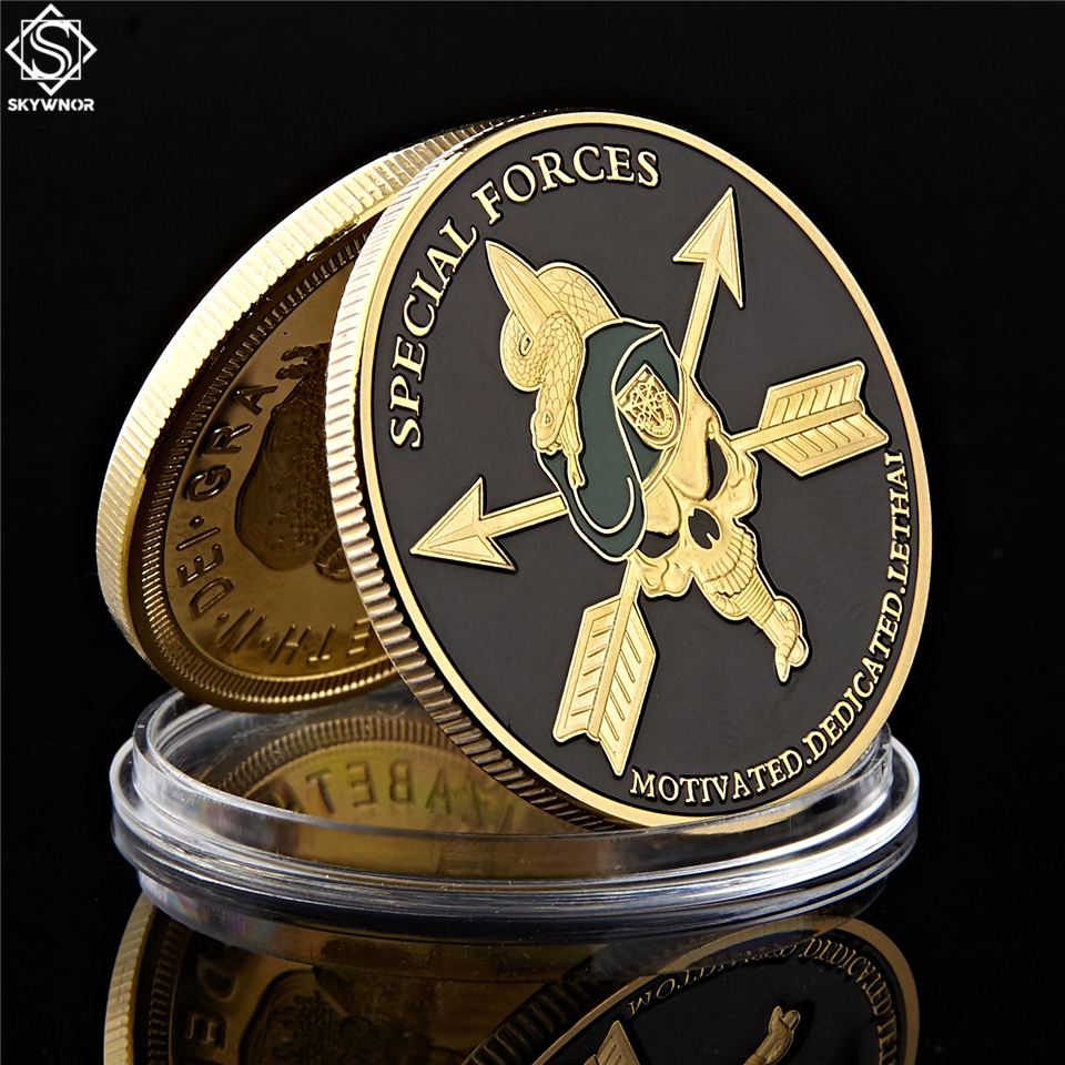 United States Army Special Forces Craft 1oz Gold Plated Challenge Coin Green Berets Liberty Collection-image-580900912
