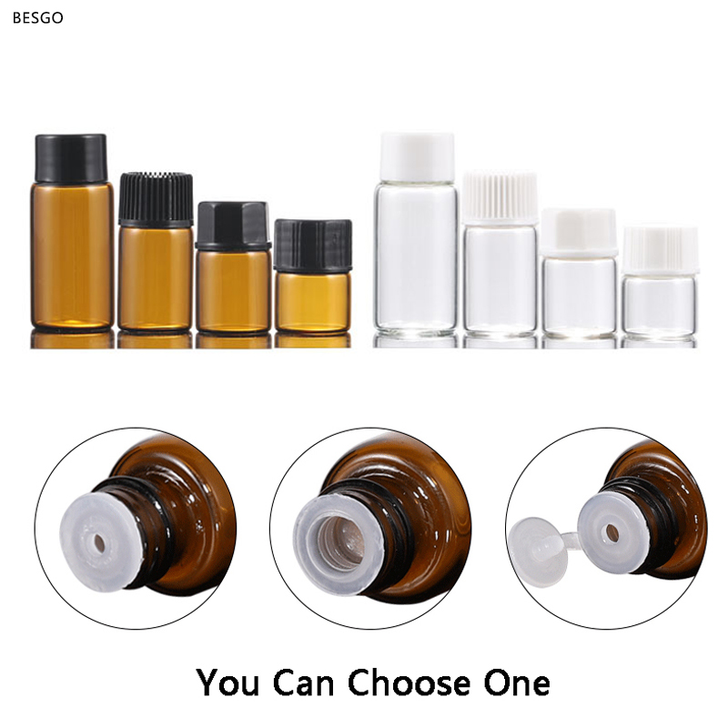 

1ml 2ml 3ml 5ml Amber Glass Essential Oil Bottle Perfume Sample Tubes Bottles Small Empty Glass Bottle Home Fragrances Diffusers BH2656 DBC