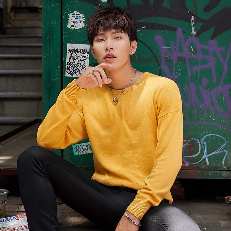 

MRMT 2020 Brand Autumn Men's Knitted Sweaters Pure Color Round Neck Students' Overcoat for Male Sweaters Clothing, Black