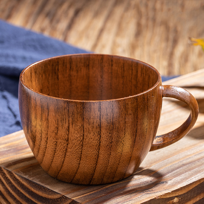 

1Pc Solid Wood Coffee Mug Cup Classic Wooden Mug Small Wood Teacup Coffee Cup Kids with Handle Gift Drinkware 200ML, As pic