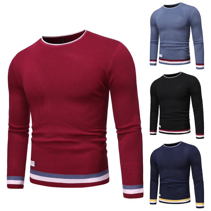 

Men 2020 Spring Casual Knitted 100% Cotton Striped Sweaters Pullover Men Autumn New Fashion O-Neck Sweater Coat 3XL, Black