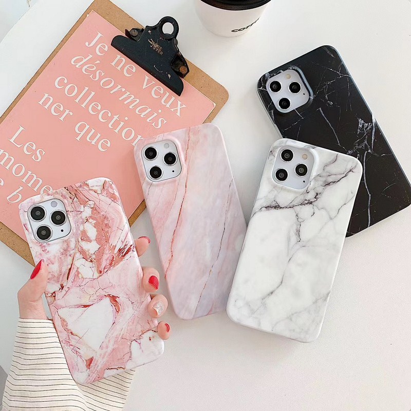 

Retro Classic Marble Phone Case For iPhone 12 11 Pro Max XR XS Max X 7 8 SE 6s Plus Glossy Soft IMD TPU Back Cover, 5#