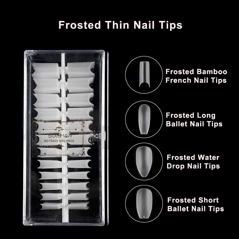 

504PCS Artificial Professional False Nail Full Cover Tips Acrylic Fingernail Beauty Manicure Practice Tools With Box DIY, Short ballet nail