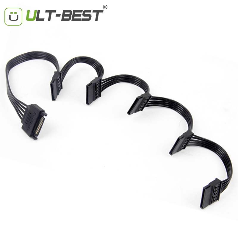 

ULT-Best SATA 15Pin M 1 to 5 SATA 15Pin F Hard Drive Power Supply Splitter Cable Cord for DIY PC Sever 15-pin Power 60CM