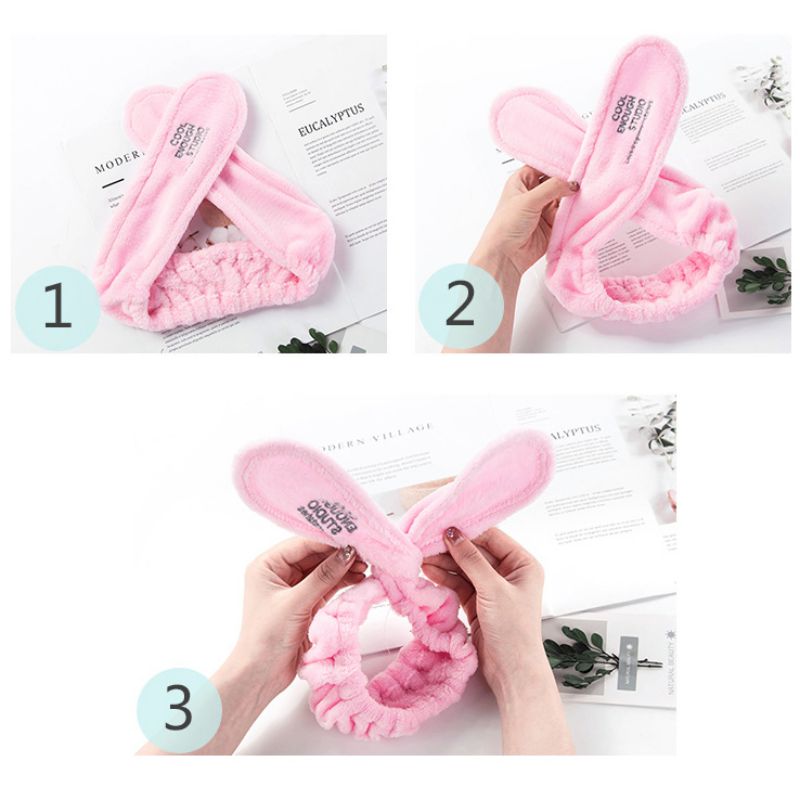 

Cute Solid Pattern Shower Caps Headband Wash Hair Makeup Head Wear Hair Band Apparel Accessories Girl Supplies