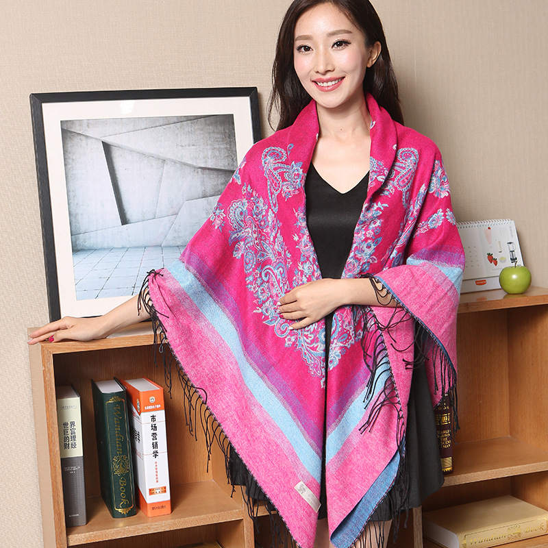 

Autumn Winter Thickened Bufanda Cashmere Shawl Ethnic Wind Big Square Scarf Warmth Tourist Increased Neck Scarf 470G