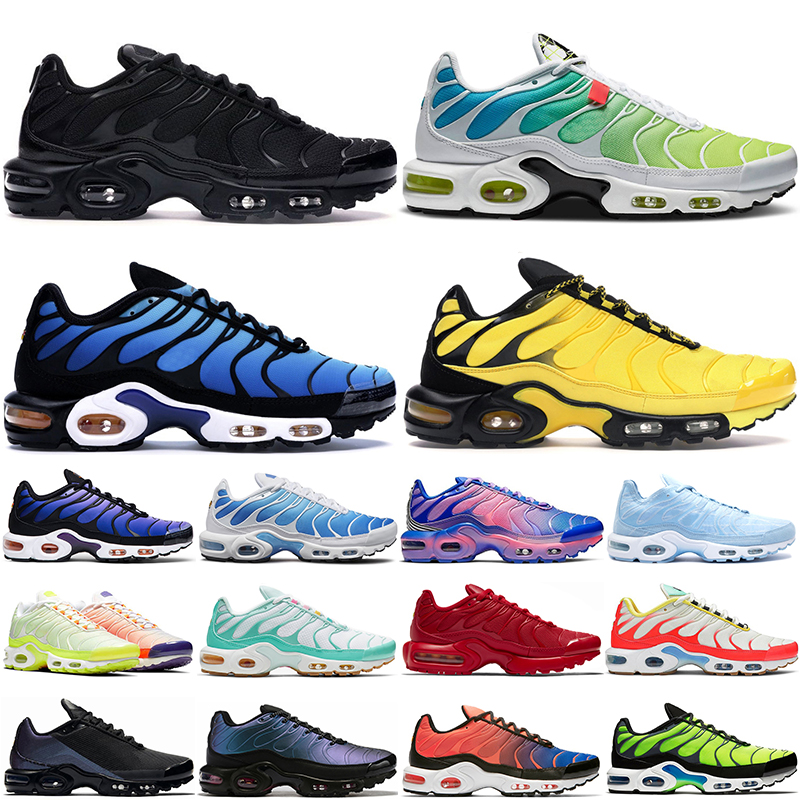 

2020 mens tn plus SE running shoes triple black white Hyper blue Frequency Pack Worldwide men women trainers runner sports sneakers, 11 triple red 40-45.jpg
