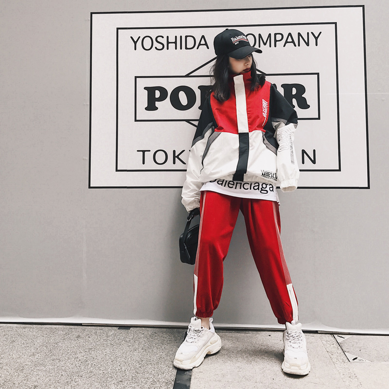 

2020 Spring Autumn New Fashion Women' European American Hip Hop Harajuku Coat Female Harajuku Personality Loose Top CSS075, Purple