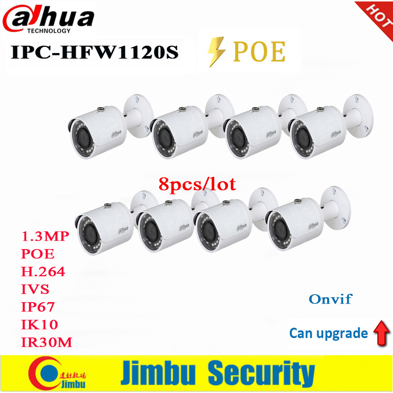 

1.3MP IP Camera IPC-HFW1120S 8pcs/lot POE IR30m H.264 IP67 English firmware can be upgraded bullet camera CCTV