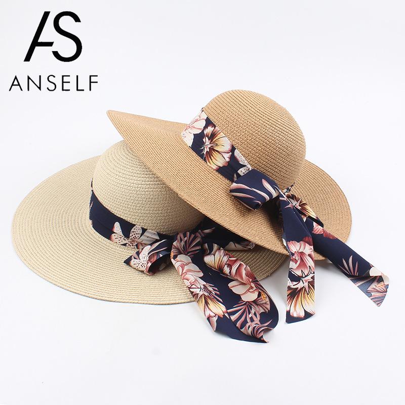 

Summer Hats for Women Floral Print Bow Wide Large Brim Adjustable Foldable Floppy Straw Hat Boho Holiday Casual Outdoor Sun Hat, White