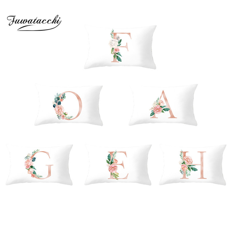 

Fuwatacchi White Flower A-Z Letter Cushion Cover 26 Alphabet Throw Pillowcase for Home Sofa Car Decorative Pillows Case 30*50cm, Pc12202