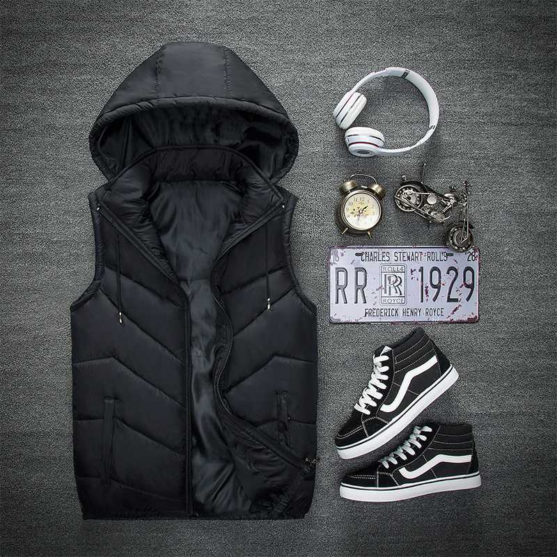 

Vest Men New Stylish 2020 Autumn Winter Warm Sleeveless Jacket Army Waistcoat Men's Vests Casual Coats Down Feather Thick K227, Black