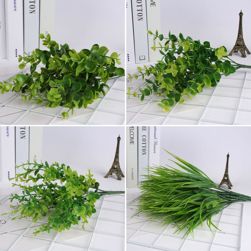 

New Artificial Plants Green Imitation Plastic Grass Eucalyptus Grass Fake Plants Desktop Decor Home Party Decoration, S1