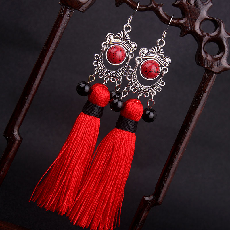 

Dangle & Chandelier Big Star Traditional Fringes Tassel Earringsbule , Chinese Wind Ethnic Earrings Jewelry Red
