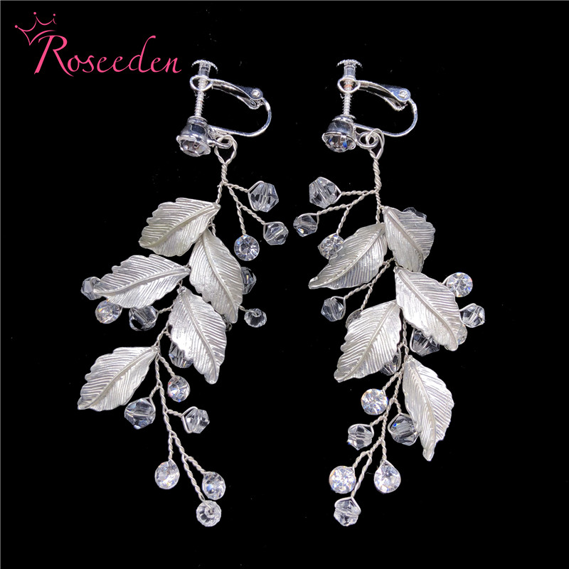

Handmade Delicate Leaves Bridal Drop Earrings Wedding Accessories Jewelry Crystal Women Wedding Earrings RE3582