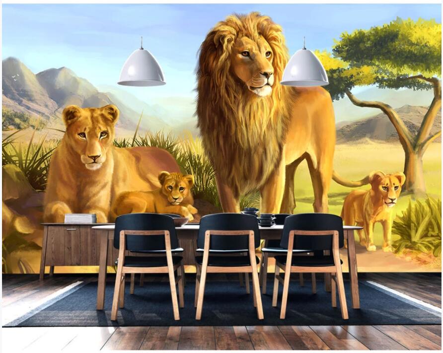 

custom mural on the wall 3d photo wallpaper Steppe animal lion living room home decor wall papers for walls 3 d in rolls, Non-woven