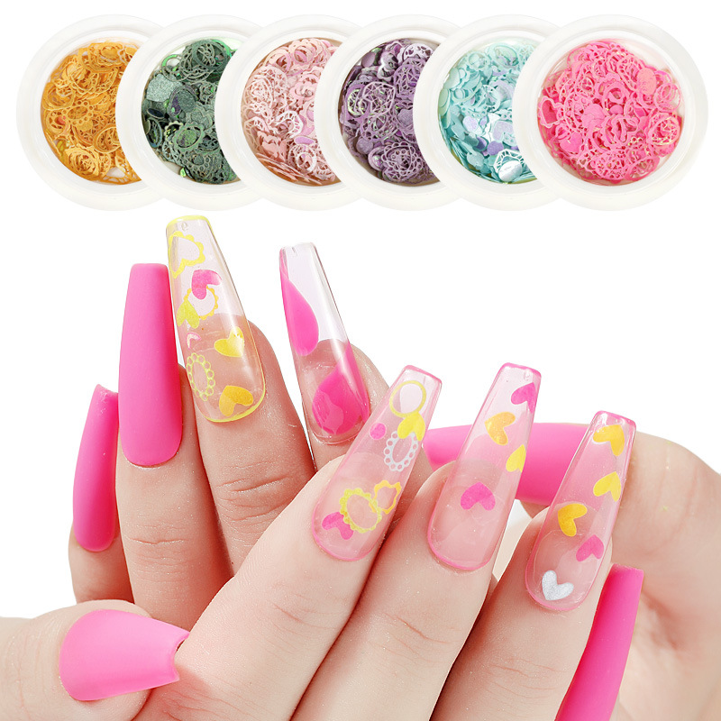 

1 box 50pcs/wood pulp paper geometric figure nail art decoration color mixed love circle Japanese nail art supplies