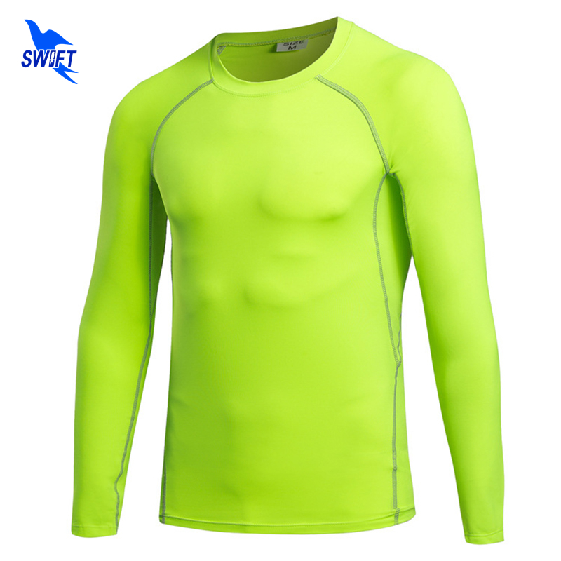 

New Men Compression Tight Skin Shirt Quick Dry Long Sleeves Classic Rashguard Fitness Base Layer Weight Lifting Running Tops, Blue