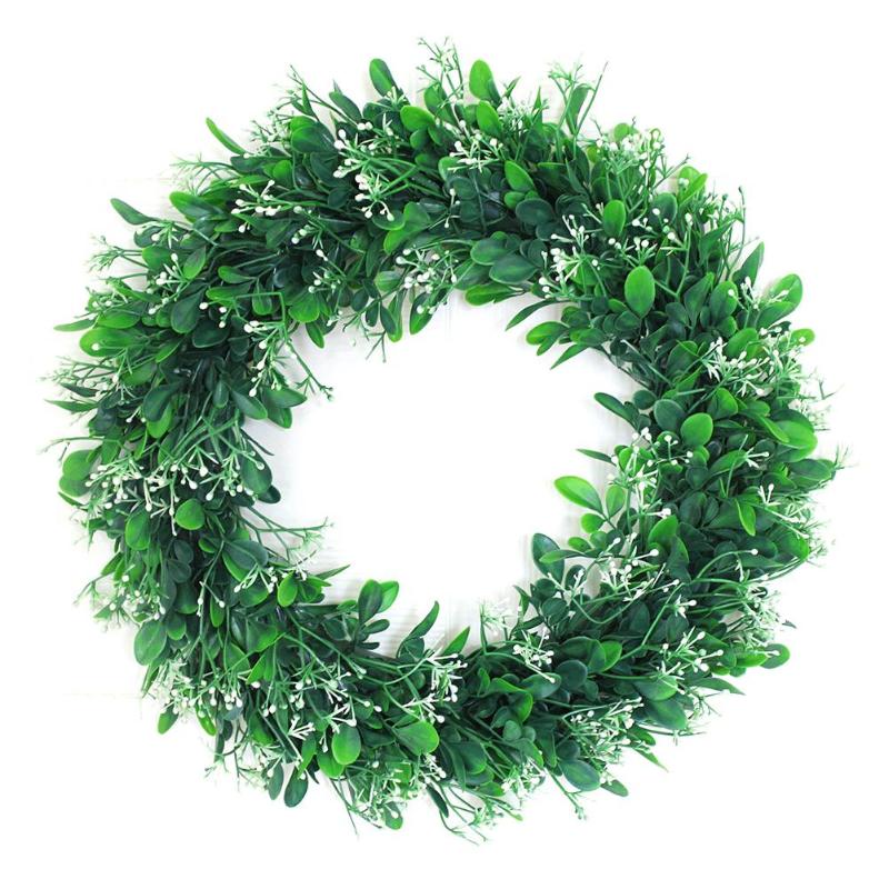 

Adeeing Simulate Leaf Wreath Pretty Garland Floriation Hanging Pendant Decoration for Door Wall, 01
