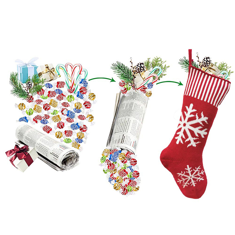 

Christmas Stocking Knit Xmas Gift Candy Bag Sock Christmas Decorations For New Year Home Tree