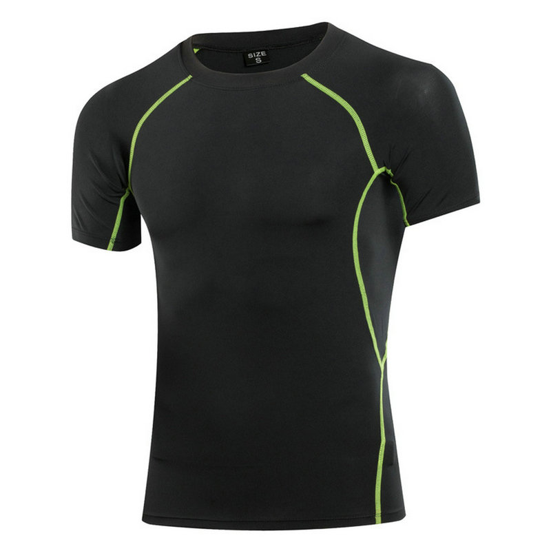 

Men Professional Fitness Shirt Running Hygroscopic Sports T shirt Large Size  Short-sleeved Quick Dry Tees Jogging Man Tops, B green