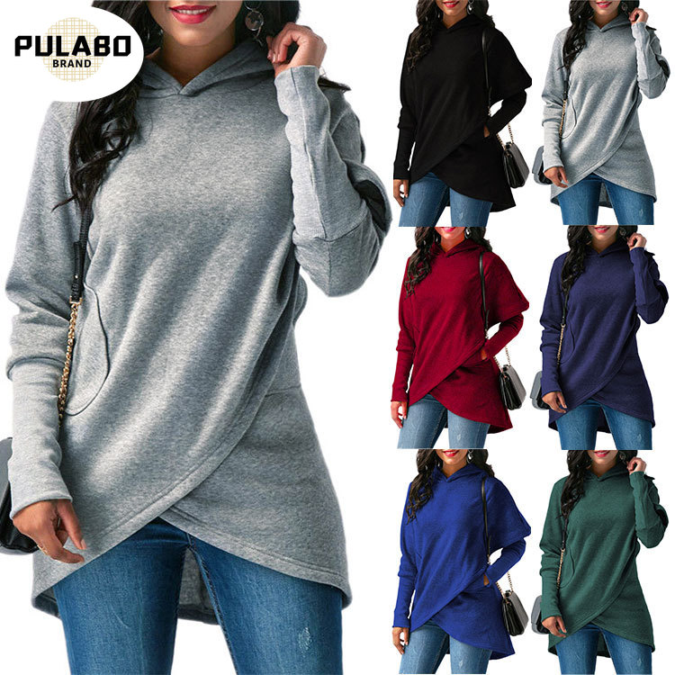 

Women Hooded Sweatshirt Korean Solid Long Sleeve Cloak Hoodies Womens Sweatshirt Sudadera Mujer Fashion Female Pullover Tops, Burgundy