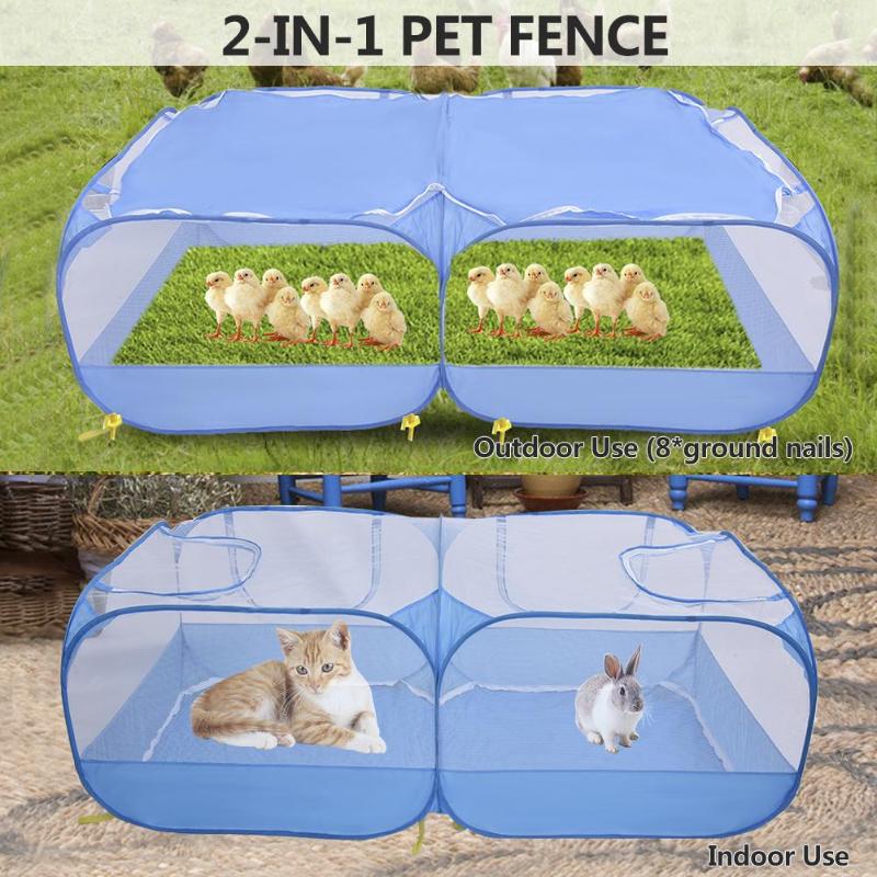 

Foldable Pet Playpen Exercise Cage Outdoor Mesh Shade Cover Portable Dog Tent Garden Duck Fence Kennel Cat Nest Pet House, Black