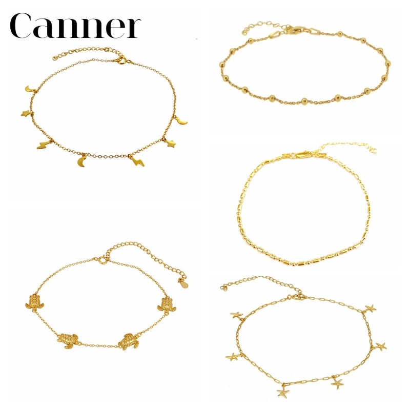 

Canner Stackable 925 Sterling Silver Anklets Tortoise Bracelet de Cheville For Women Lovers' Gifts Fine Jewelry tobilleras W4
