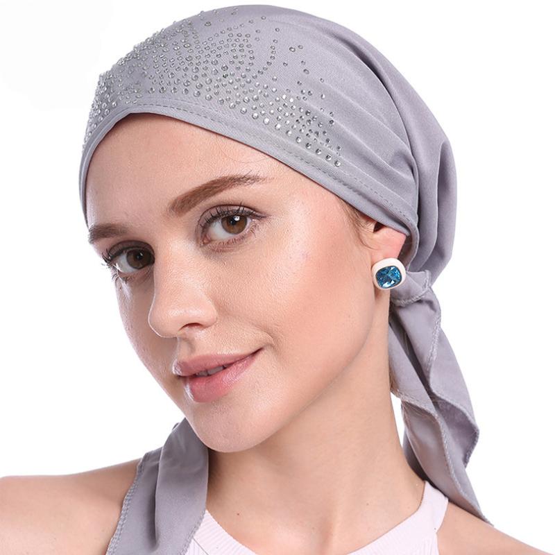 

Haimeikang Autumn Winter Fashion Rhinestone Headband Hat Hair bands for Women Lady Muslim Turban Cap Kerchief Headwear