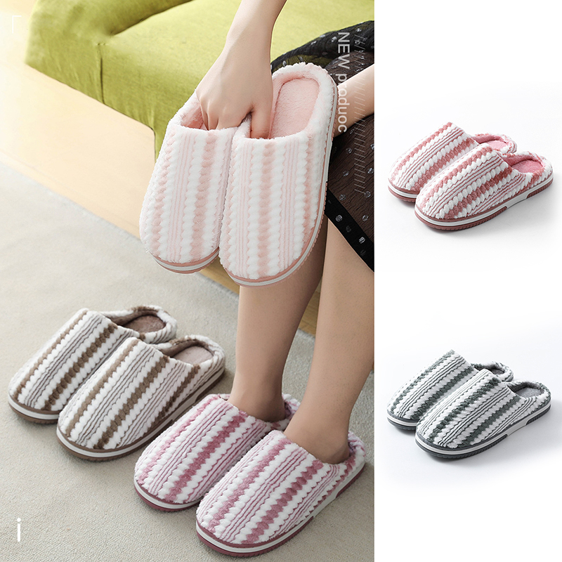 

Women Cotton Shoes Home Slippers Soft Bottom Mute Bedroom Slippers Men and Woman Plush Indoor Shoes Winter Female Fur, Coffee