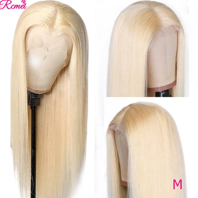 

Middle Part 613 Honey Blonde Glueless Lace Front Wig Brazilian Straight Lace Front Human Hair Wig Pre Plucked 13*1 Remy 150, As pic