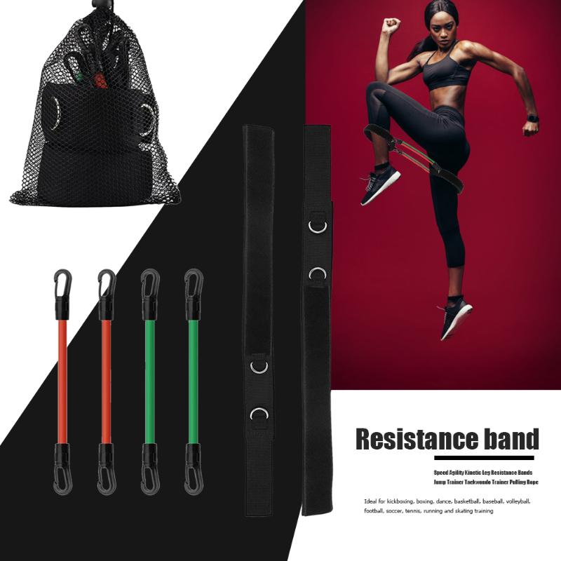 

Taekwondo Boxing Kick Pull Rope Gym Fitness Leg Resistance Bands Exercise Tubes Strength Training Expander Workout 4pcs Tubes+2p