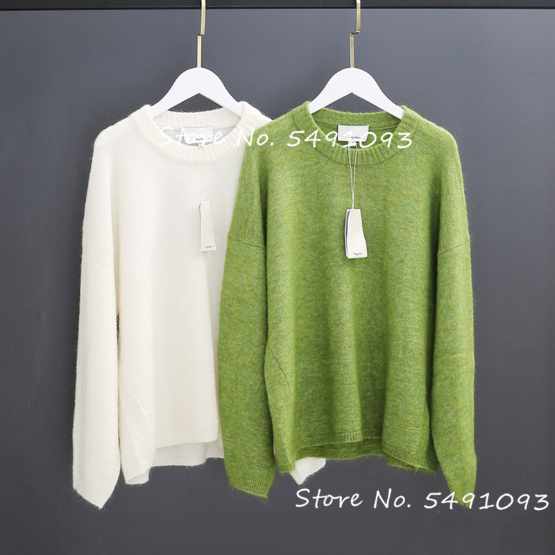 

Femele O-neck Sweater Autumn And Winter Women Loose Soft Knitted Pullover Top Lady Long Sleeve Jumper Clothing, B green