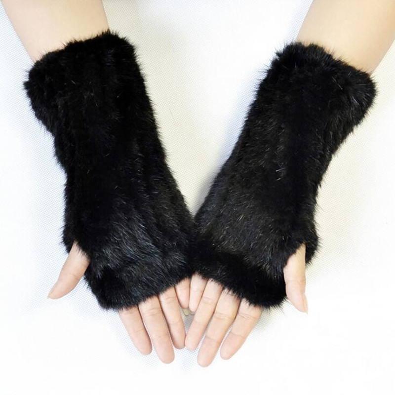 

20cm Knitted Gloves Women Fingerless Gloves Winter Thick Warm Feamel Long 100% Genuine Mittens