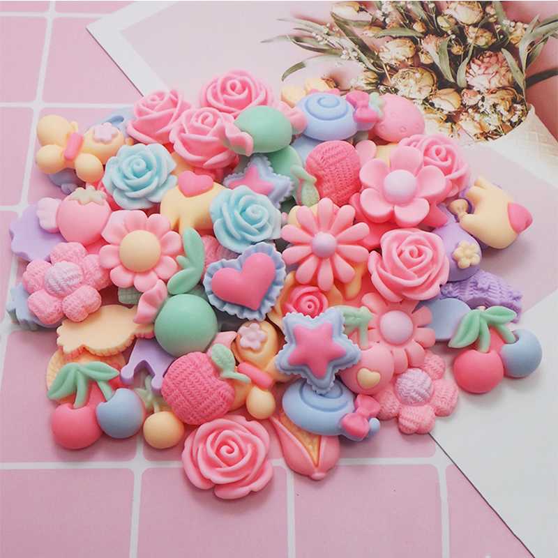 

50pcs Mixed Styles Flower Animal for Jewelry Handmade Making Accessories Children Kids DIY Rings Hair Clips Accessory