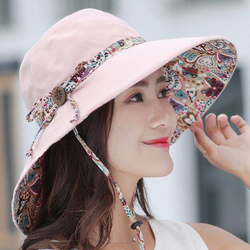 

Floppy Fashion Casual Packable Lady Summer Caps Visors Cotton Fisher Sun Hat Wide Brim Fishing Women UV Protection, Pink