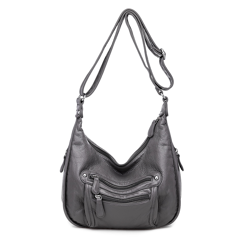 

Black Washed Leather Handbags Women Shoulder Bag 2020 New Casual PU Hobo Solid Soft Handbag Female Crossbody Messenger Bag Grey, Red women handbags