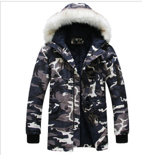 

E-Baihui 2020 Japan and South Korea Autumn and Winter New Men' Jackets Camouflage Big Fur Collar Long Coat Men' Jacket TETE-M06, Army green