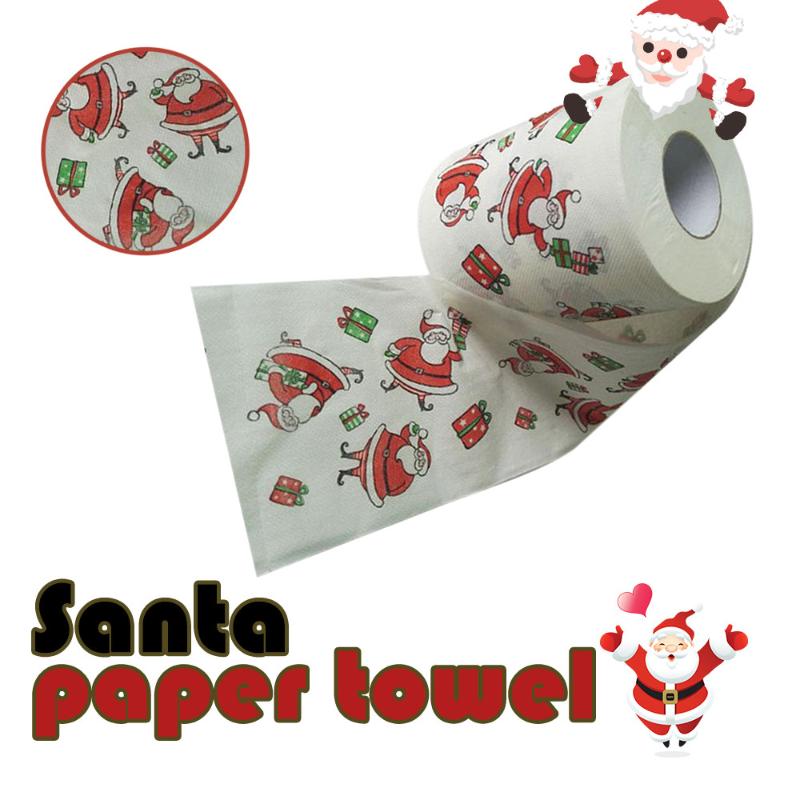 

Christmas Decorations Toilet Tissue Home Santa Claus Print Bath Roll Paper Supplies Xmas Decor Navidad#35