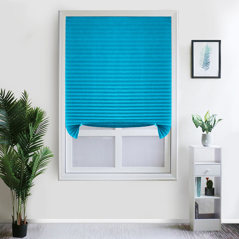 

Balcony Shades Quality Half Blackout Window Curtains Self-Adhesive Pleated Blinds Curtains For Living Room Bathroom Home Decor, Red