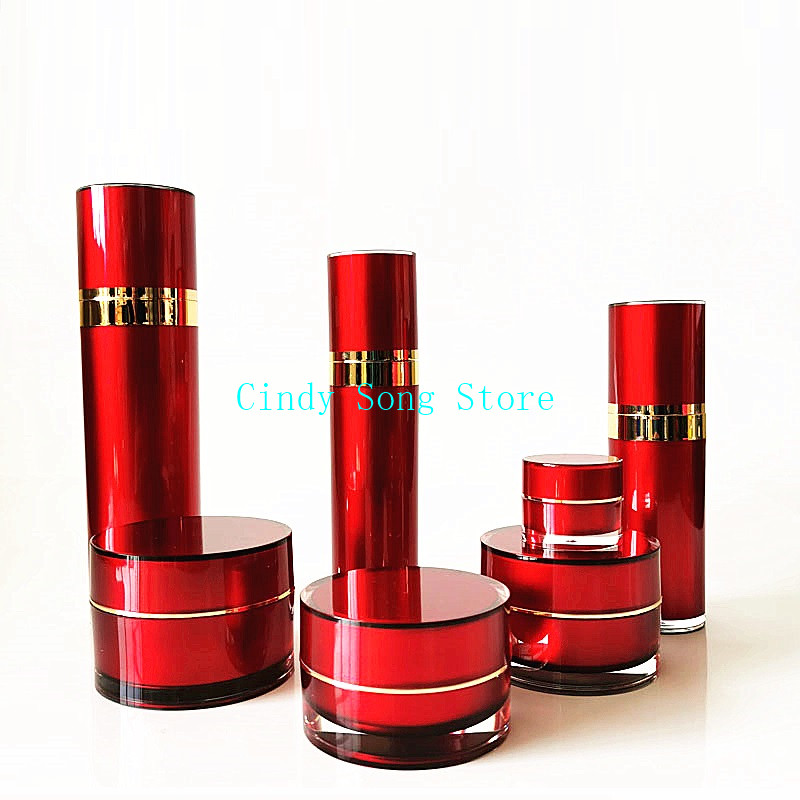 

5g 10g 15g 30g 50g Red Round Acrylic Cosmetic Jar cream jar cosmetic container 30ML 50ML 120ML Pump Spray Bottle