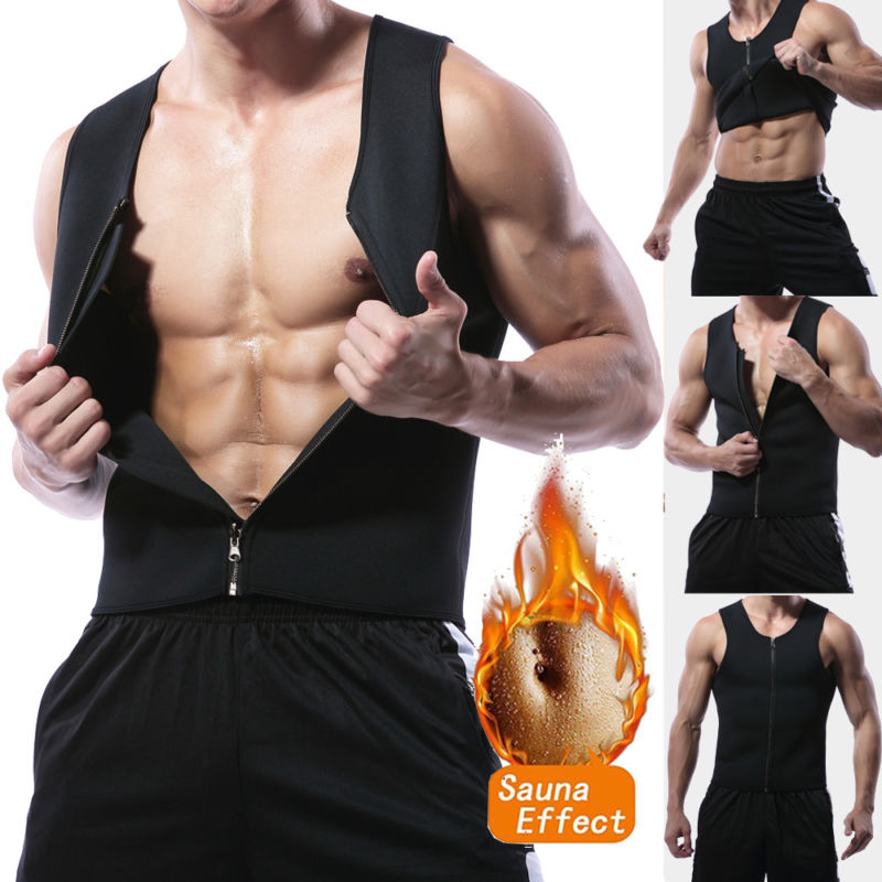 

FDBRO Men Skinny Vest Fitness Gym Sport Run Zipper Slim Vest Body Shaper Men Waist Trainer Tank Top For Gym, Black