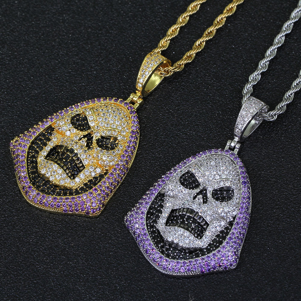 

Cross-border hip-hop accessories skull pendant pure copper inlaid zircon necklace simple style hip-hop wholesale