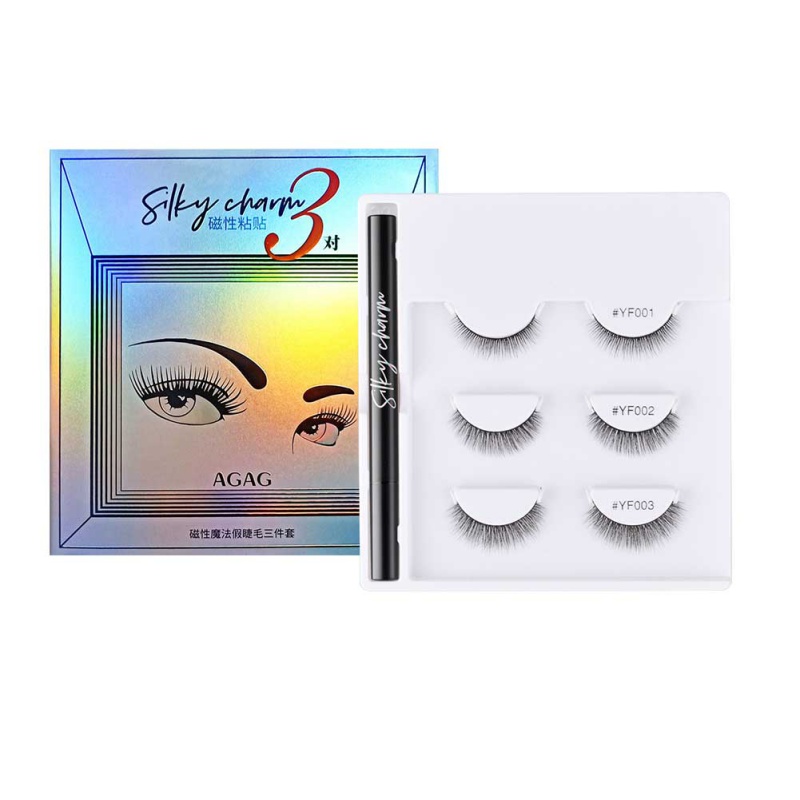 

3 Pairs Natural False Eyelashes Thick Eyelashes Extension Fake Eyelash Liquid Eyeliner Long-lasting Makeup Sets