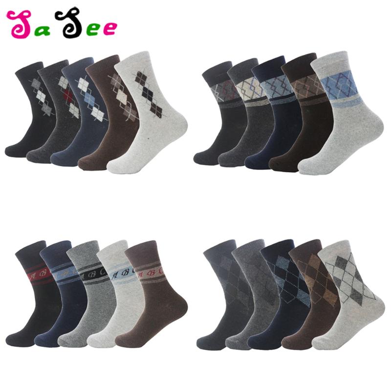 

5 Pairs Autumn Winter Thickening Warm Wool Blend Letter Patterned Men Socks Fashion Harajuku Cotton Sock Ankle Male Sox, 0abc