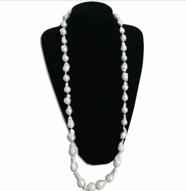 

gorgeous 13-18mm south sea baroque white pearl necklace 38inch 52