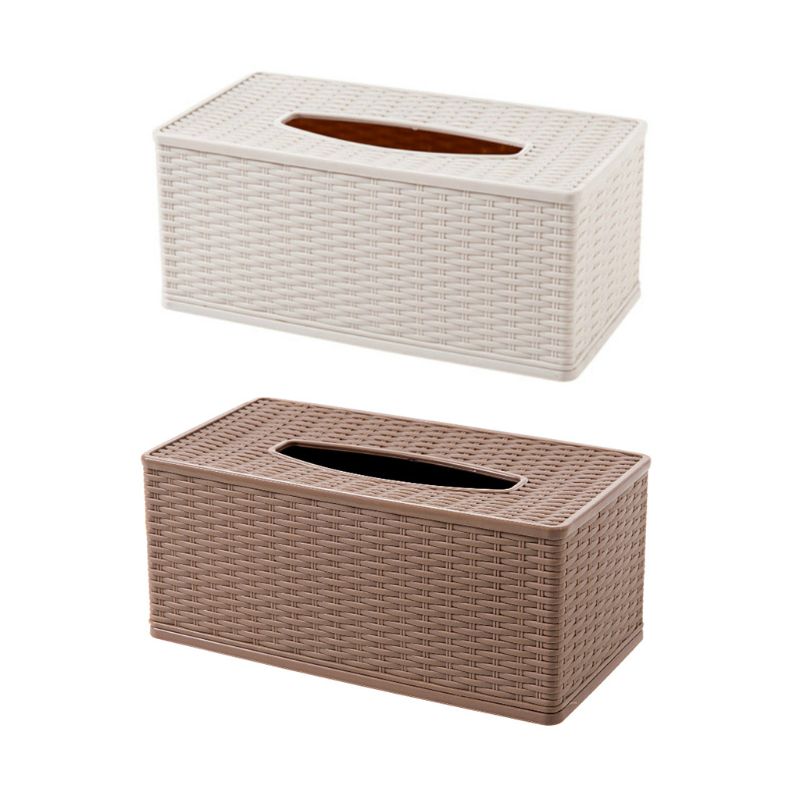 

Bamboo Braided Tissue Box Holder Rectangular Napkin Holder Paper Case Dispenser