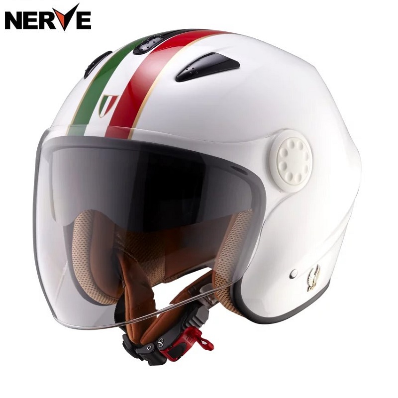 

NERVE Motorcycle helmet vintage vesp moto helmet Open face 3/4 motorcycle motorcross Capacete Casco jet retro, White italy